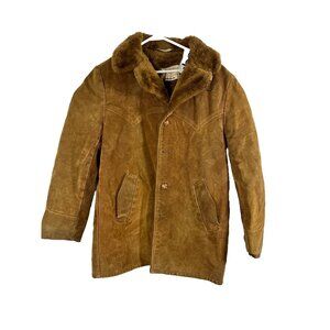 VTG Schott Bros NYC Men's Brown Suede Leather Rancher Sherpa Coat Sz 40
